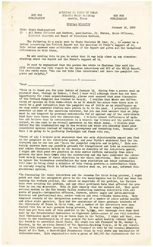 Primary view of object titled '[Special bulletin from the American GI Forum to all officers and members - January 16, 1952]'.