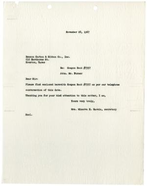 Primary view of object titled '[Letter from Minerva H. Garcia to Mr. Farmer - 1967-11-28]'.