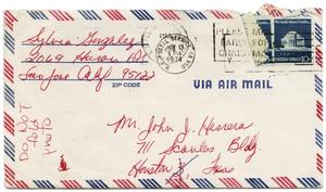 Primary view of object titled '[Envelope from Sylvia Gonzalez to John J. Herrera - 1974-11-13]'.