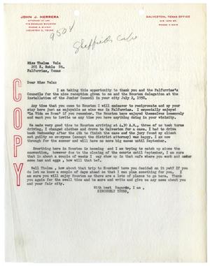 Primary view of object titled '[Letter from John J. Herrera to Thelma Vela - 1950]'.