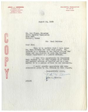 Primary view of object titled '[Letter from John J. Herrera to Roy Floyd - 1950-08-12]'.
