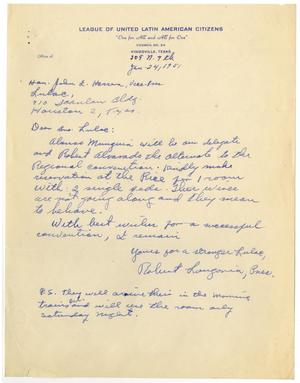Primary view of object titled '[Letter from Robert Longoria to John J. Herrera - 1951-01-24]'.