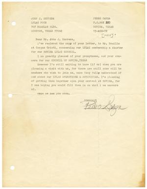 Primary view of object titled '[Letter from Pedro Garza to John J. Herrera - 1972-08-15]'.