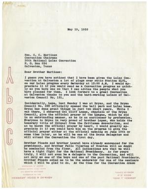 Primary view of object titled '[Letter from John J. Herrera to G.C. Martinez - 1955-05-19]'.