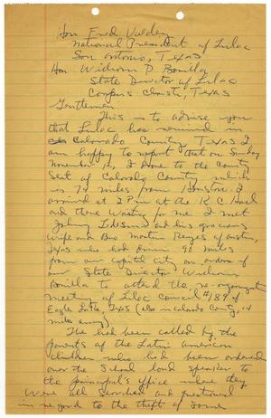 Primary view of object titled '[Draft of letter from John J. Herrera to Fred M. Valdez and William D. Bonilla]'.
