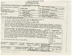 Primary view of object titled '[Notification of Grant Award - 1976-06-14]'.