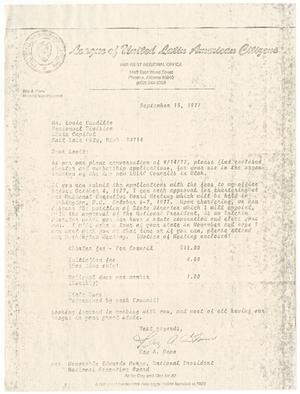 Primary view of object titled '[Letter from Ray A. Gano to Louie Caudillo - 1977-09-15]'.
