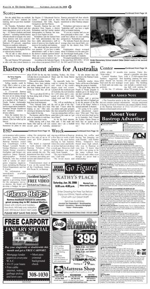 Primary view of object titled 'The Bastrop Advertiser (Bastrop, Tex.), Vol. [154], No. [96], Ed. 1 Saturday, January 26, 2008'.