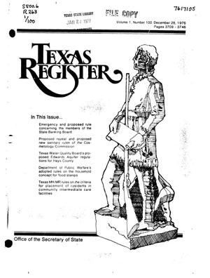 Primary view of object titled 'Texas Register, Volume 1, Number 100, Pages 3709-3746, December 28, 1976'.