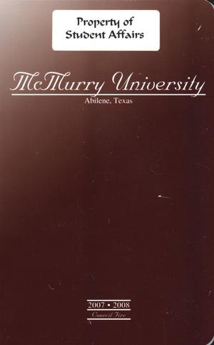 Primary view of object titled 'Council Fire, Handbook of McMurry University, 2007-2008'.