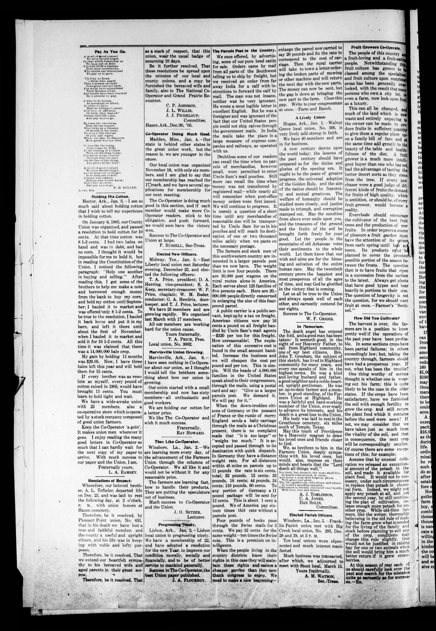The National Co-Operator (Mineola, Tex.), Vol. 1, No. 52, Ed. 1 Wednesday, January 10, 1906
                                                
                                                    [Sequence #]: 2 of 8
                                                