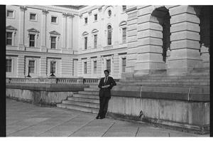 Primary view of object titled '[Charles Wilson outside U.S. Capitol]'.