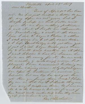 Primary view of object titled '[Letter from John Patterson Osterhout to his Brother, April 29, 1859]'.