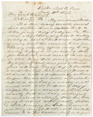 Primary view of object titled '[Letter from John Patterson Osterhout to Sarah Osterhout, July 11, 1872]'.