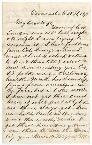 Primary view of object titled '[Letter from John Patterson Osterhout to Junia Roberts Osterhout, October 31, 1875]'.