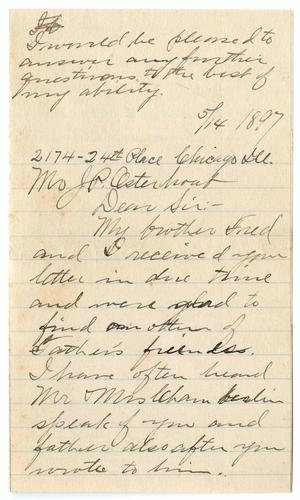 Primary view of object titled '[Letter from Chaplin F. Phillips to John Patterson Osterhout, May 14, 1897]'.