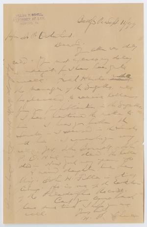 Primary view of object titled '[Letter from William P. Schell to John Patterson Osterhout, September 11, 1899]'.