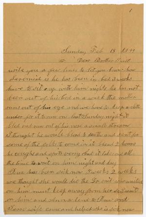 Primary view of object titled '[Letter from Sarah Osterhout to John Patterson Osterhout, February 13, 1899]'.