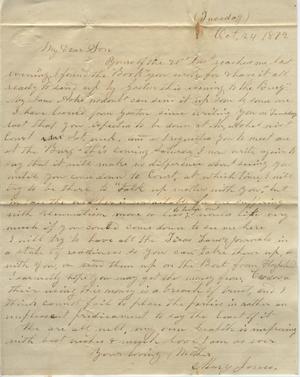 Primary view of object titled 'Letter to Cromwell Anson Jones, 24 October 1872'.