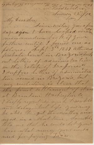 Primary view of object titled 'Letter to Cromwell Anson Jones, 22 [January] 1872'.