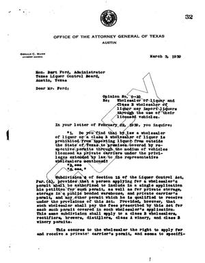 Primary view of object titled 'Texas Attorney General Opinion: O-10'.
