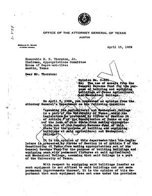 Primary view of object titled 'Texas Attorney General Opinion: O-551'.