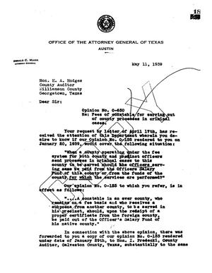 Primary view of object titled 'Texas Attorney General Opinion: O-650'.
