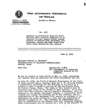 Primary view of object titled 'Texas Attorney General Opinion: O-865'.