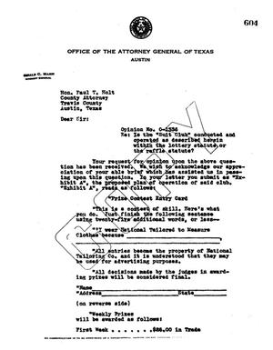 Primary view of object titled 'Texas Attorney General Opinion: O-1336'.