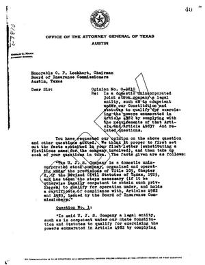 Primary view of object titled 'Texas Attorney General Opinion: O-3810'.