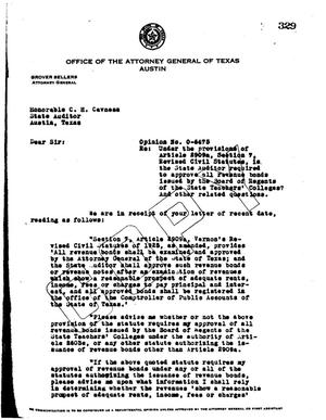 Primary view of object titled 'Texas Attorney General Opinion: O-6475'.