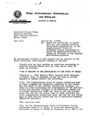 Primary view of object titled 'Texas Attorney General Opinion: O-6736'.