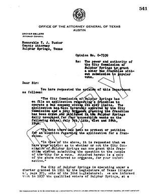 Primary view of object titled 'Texas Attorney General Opinion: O-7339'.