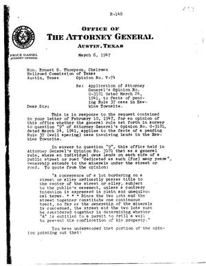 Primary view of object titled 'Texas Attorney General Opinion: V-74'.