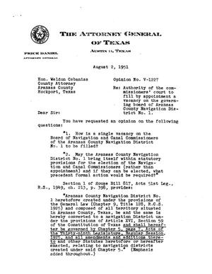 Primary view of object titled 'Texas Attorney General Opinion: V-1227'.