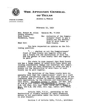 Primary view of object titled 'Texas Attorney General Opinion: V-1404'.