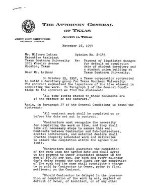 Primary view of object titled 'Texas Attorney General Opinion: S-145'.