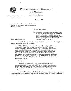 Primary view of object titled 'Texas Attorney General Opinion: S-200'.