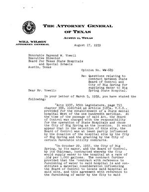 Primary view of object titled 'Texas Attorney General Opinion: WW-689'.