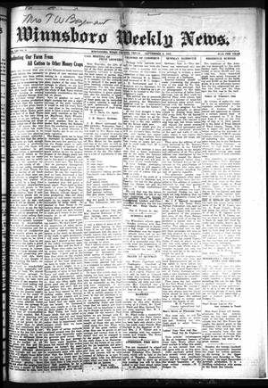 Primary view of object titled 'Winnsboro Weekly News (Winnsboro, Tex.), Vol. 13, No. 2, Ed. 1 Friday, September 9, 1921'.