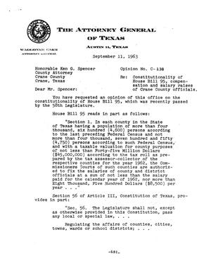 Primary view of object titled 'Texas Attorney General Opinion: C-138'.