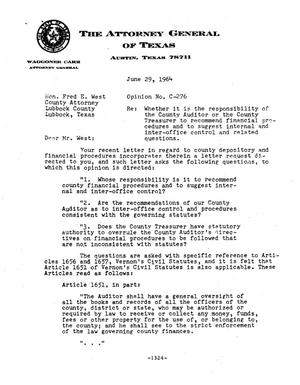 Primary view of object titled 'Texas Attorney General Opinion: C-276'.