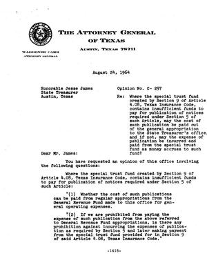 Primary view of object titled 'Texas Attorney General Opinion: C-297'.