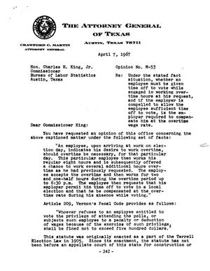 Primary view of object titled 'Texas Attorney General Opinion: M-53'.