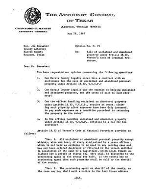 Primary view of object titled 'Texas Attorney General Opinion: M-79'.