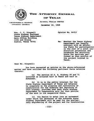 Primary view of object titled 'Texas Attorney General Opinion: M-312'.