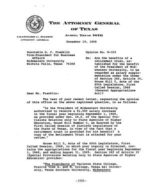 Primary view of object titled 'Texas Attorney General Opinion: M-325'.