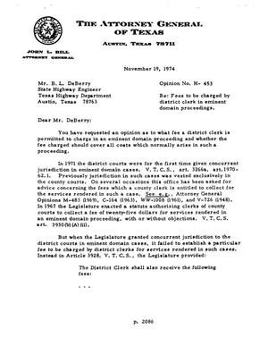 Primary view of object titled 'Texas Attorney General Opinion: H-453'.
