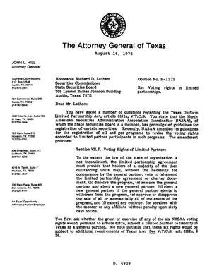 Primary view of object titled 'Texas Attorney General Opinion: H-1229'.