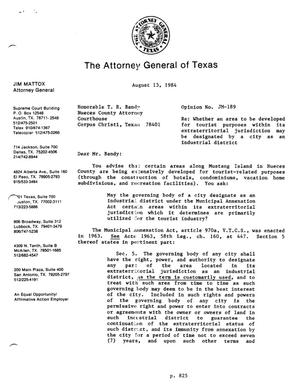Primary view of object titled 'Texas Attorney General Opinion: JM-189'.
